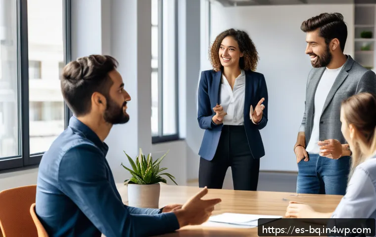 고객 피드백 수집을 위한 고객 이해 증진 방법 - A diverse group of young Spanish professionals in a modern office setting, engaging in an active lis...